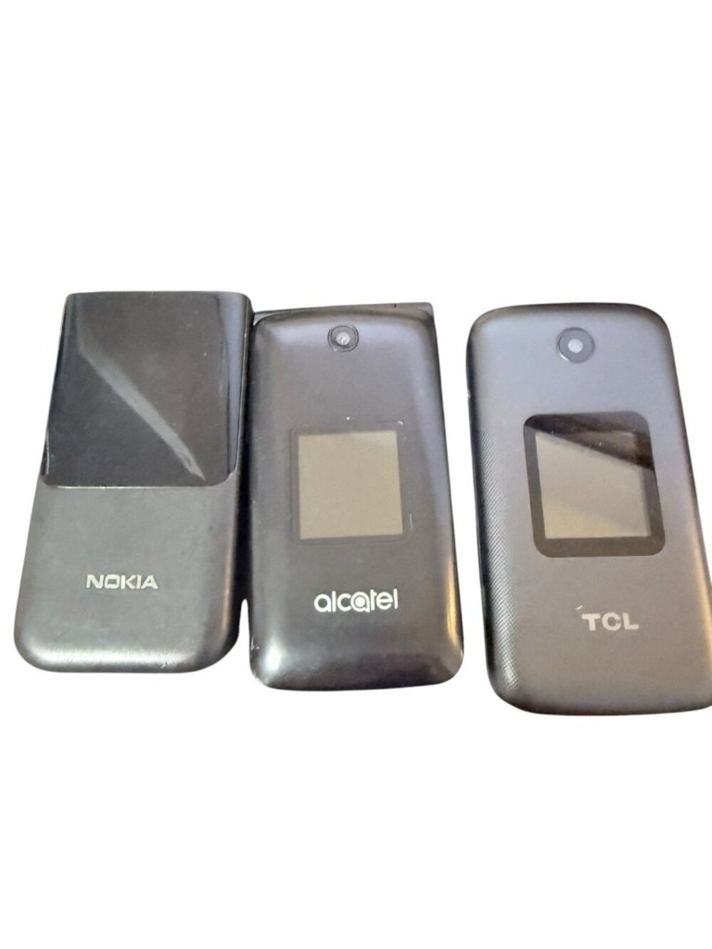 Lot of 3 Flip Phones For Parts Only AS IS Nokie alcatel TCL Verizon